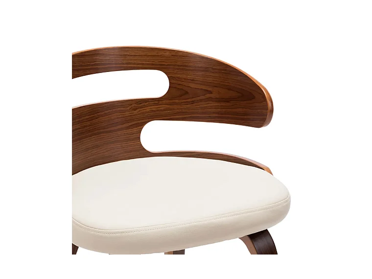 Chaise de salle à manger bois courbé foncé et simili cuir beige Laetitia - Lot de 2