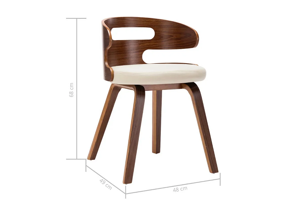 Chaise de salle à manger bois courbé foncé et simili cuir beige Laetitia - Lot de 2