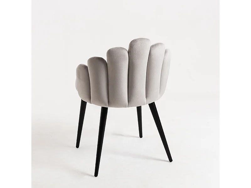 Silla Original Achille de terciopelo gris claro con patas de metal negro - Lote de 2