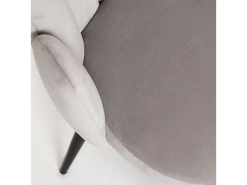 Chaise originale velours gris clair et pieds métal noir Achille - Lot de 2