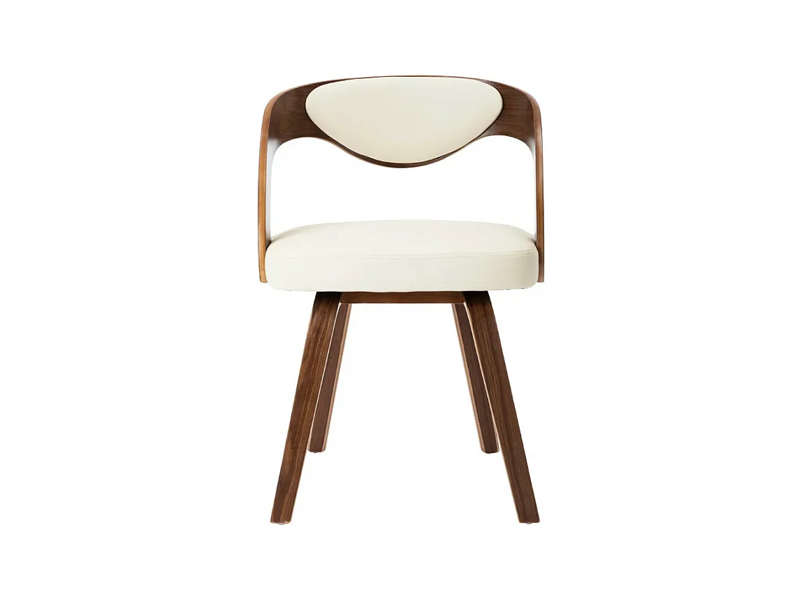 Eetkamerstoelen 4 st gebogen hout en kunstleer crèmekleurig
