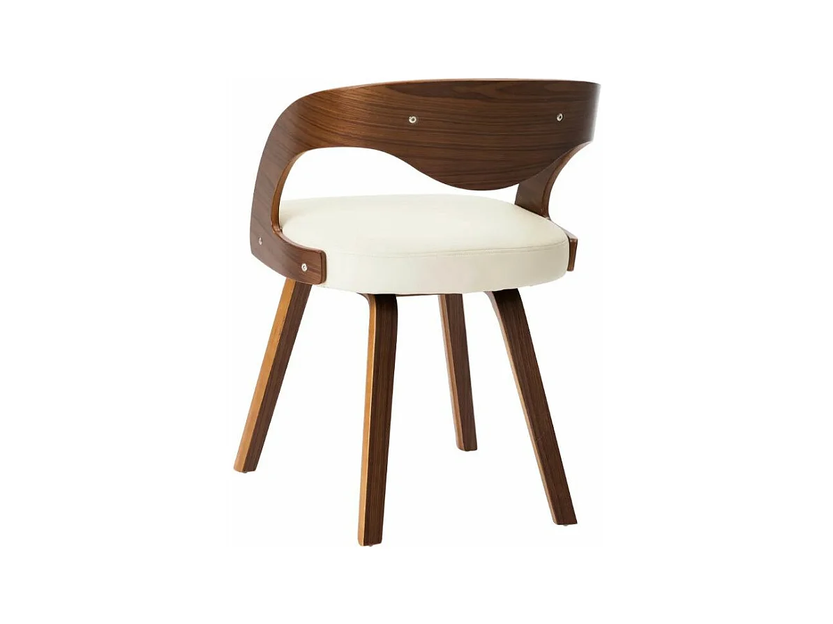 Eetkamerstoelen 4 st gebogen hout en kunstleer crèmekleurig