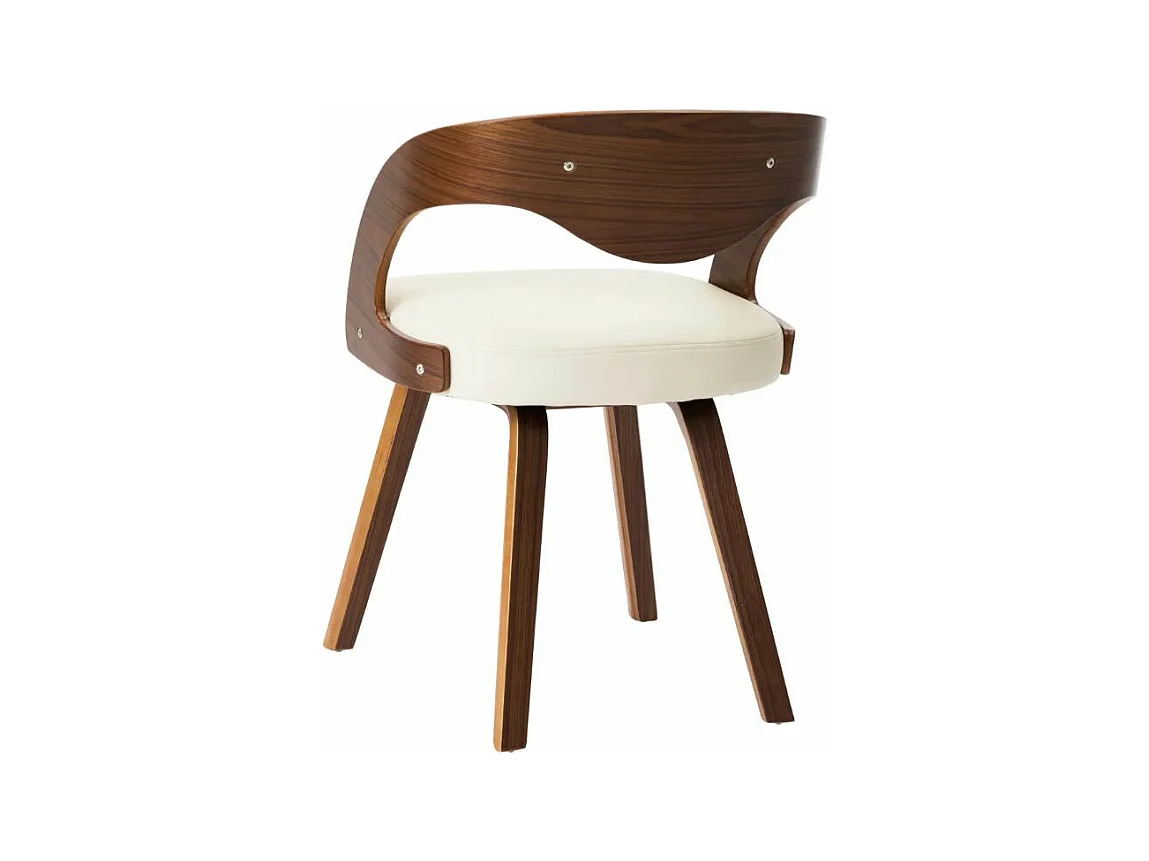 Eetkamerstoelen 4 st gebogen hout en kunstleer crèmekleurig