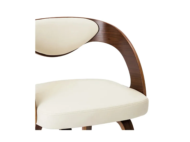 Eetkamerstoelen 4 st gebogen hout en kunstleer crèmekleurig
