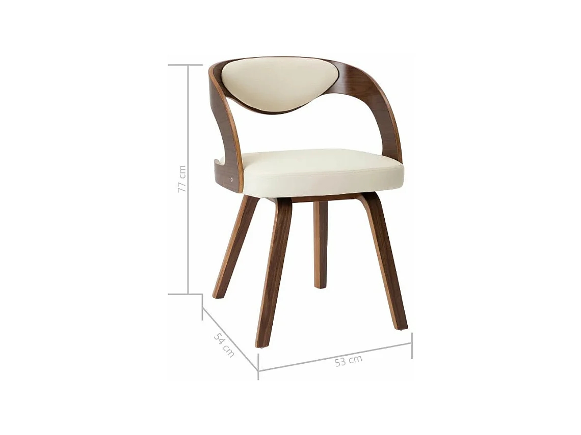 Eetkamerstoelen 4 st gebogen hout en kunstleer crèmekleurig