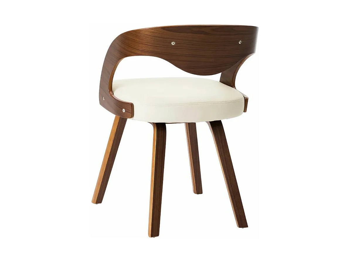 Eetkamerstoelen 4 st gebogen hout en kunstleer crèmekleurig