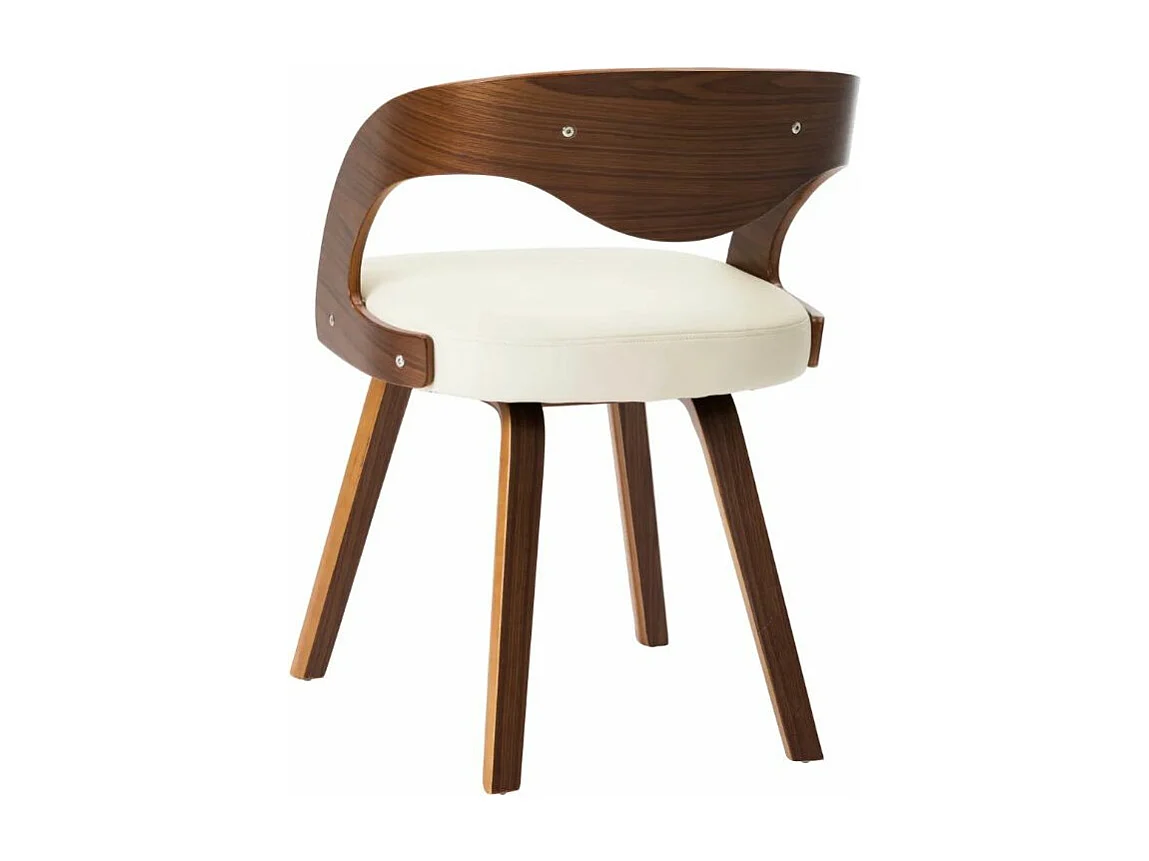 Eetkamerstoelen 4 st gebogen hout en kunstleer crèmekleurig