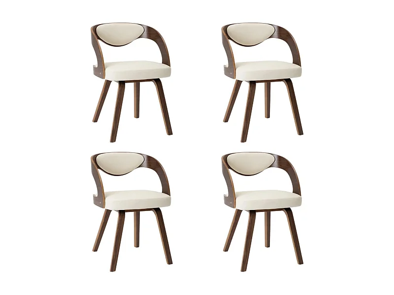 Chaise de salle à manger bois foncé et simili cuir beige Canva - Lot de 4