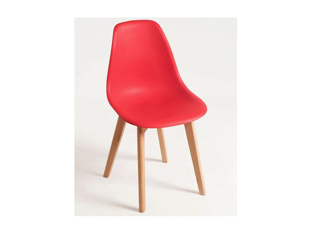 Silla nórdica Nordo roja y patas de haya clara - Juego de 2