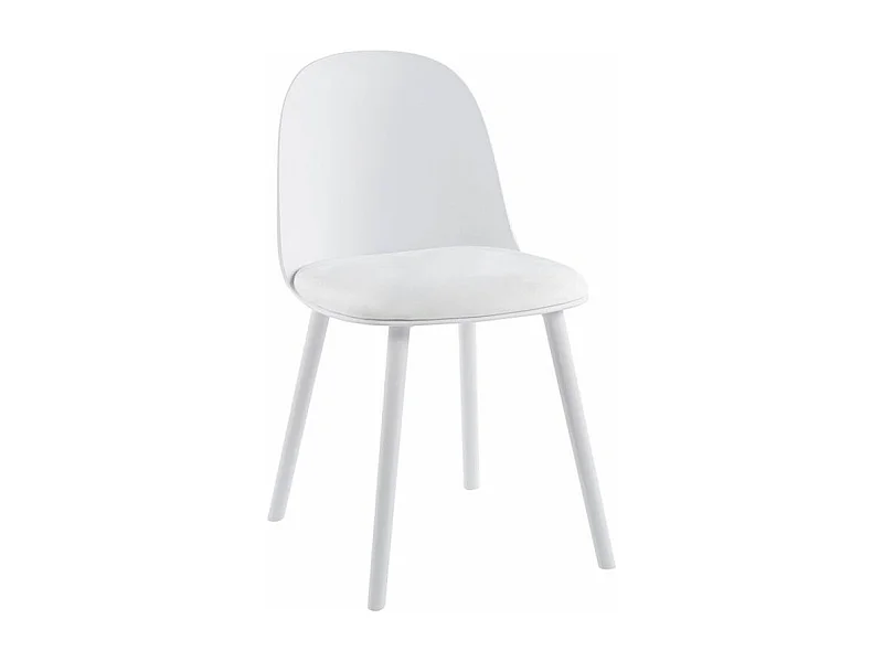 Chaise avec coussin d'assise en velours Kalipo - Confort et modernité-Couleur Blanc