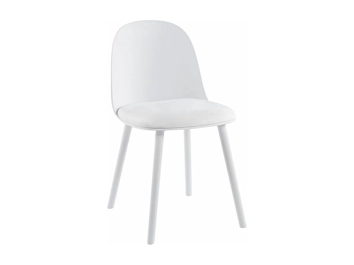 Silla Kalipo con cojín de asiento de terciopelo - Comodidad y modernidad-Color Blanco
