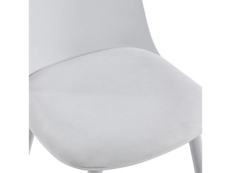 Silla Kalipo con cojín de asiento de terciopelo - Comodidad y modernidad-Color Blanco