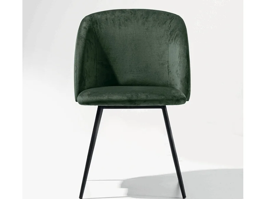 Chaise avec accoudoir moderne velours et métal noir Markaly - Lot de 2-Couleur Vert foncé