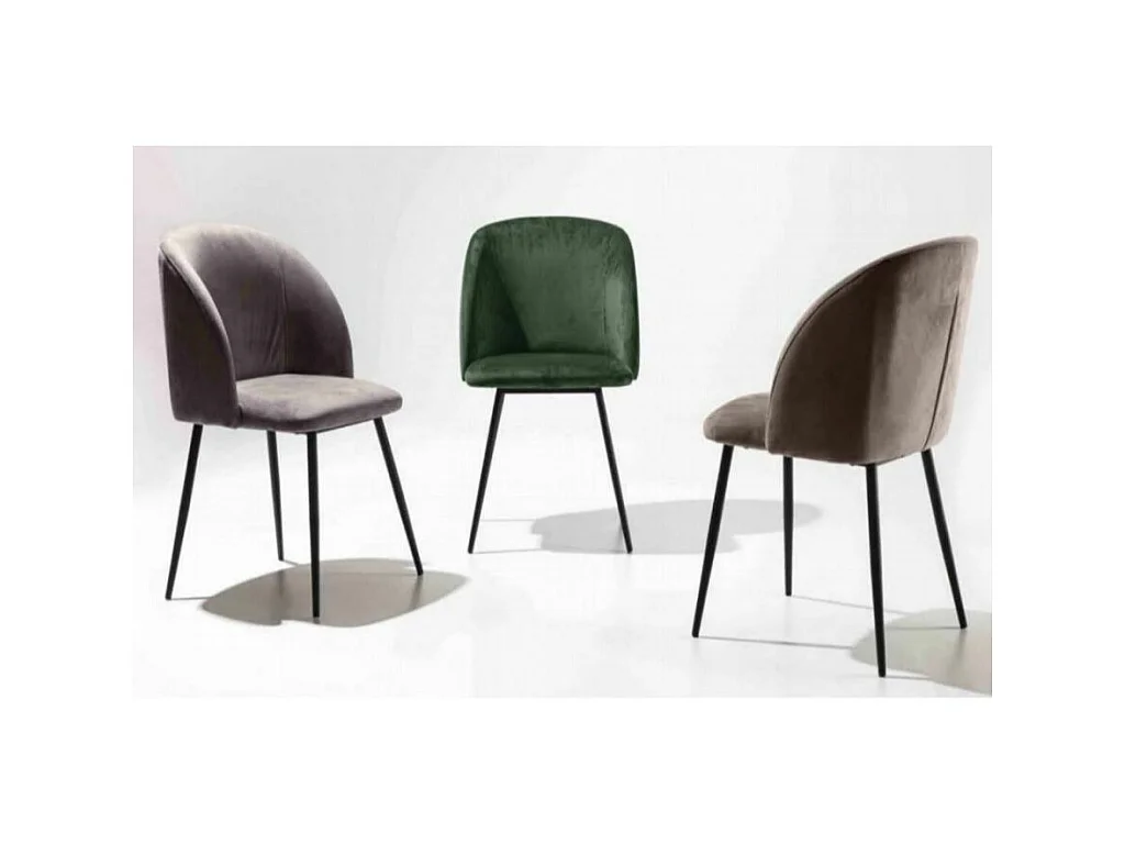 Chaise avec accoudoir moderne velours et métal noir Markaly - Lot de 2-Couleur Vert foncé