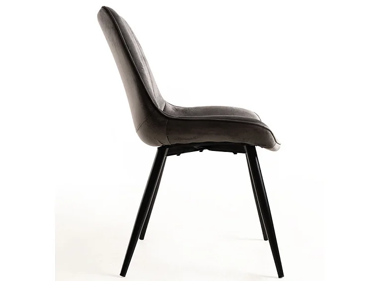 Chaise velours gris et acier noir Nalia - Lot de 2