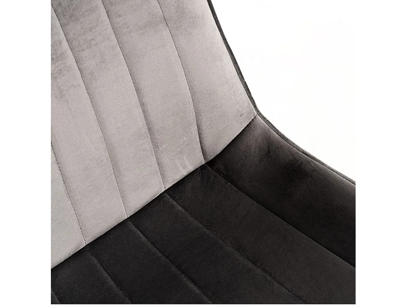 Chaise velours gris et acier noir Nalia - Lot de 2