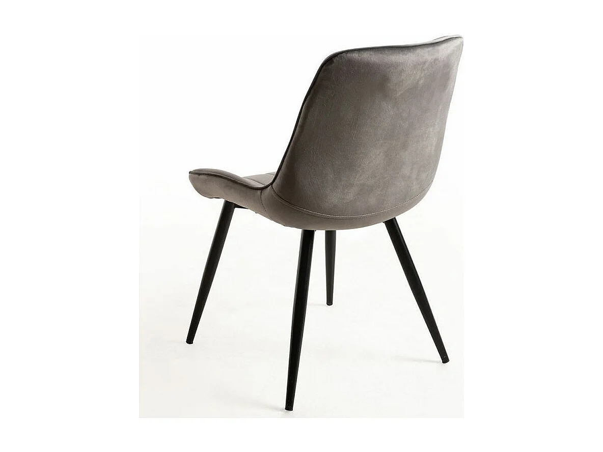 Chaise velours gris et acier noir Nalia - Lot de 2