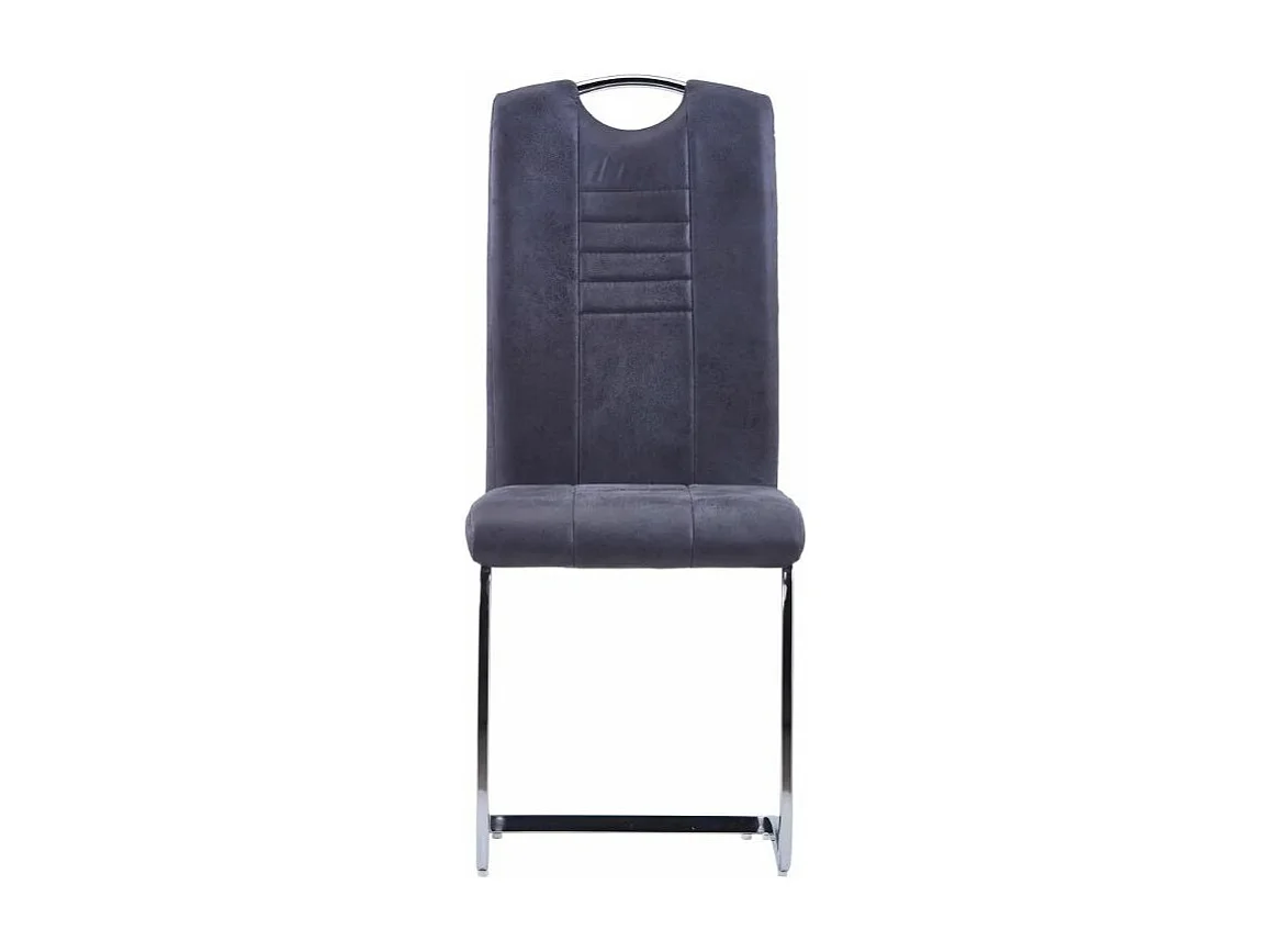 Chaise de salle à manger simili cuir gris et métal chromé Divine - Lot de 4