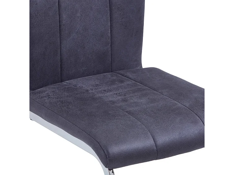 Chaise de salle à manger simili cuir gris et métal chromé Divine - Lot de 4