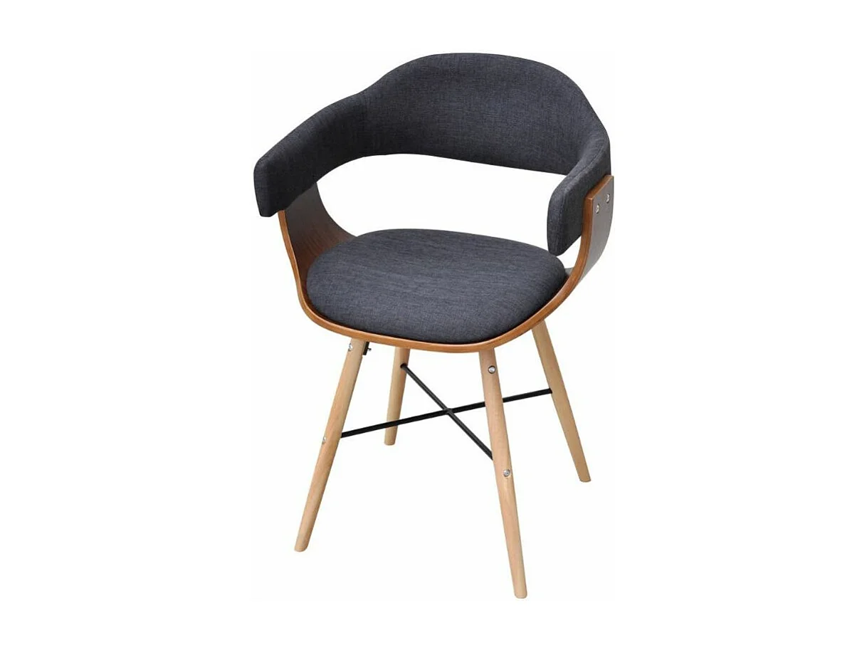 Chaise en bois de noyer et tissu gris Akota - Lot de 2