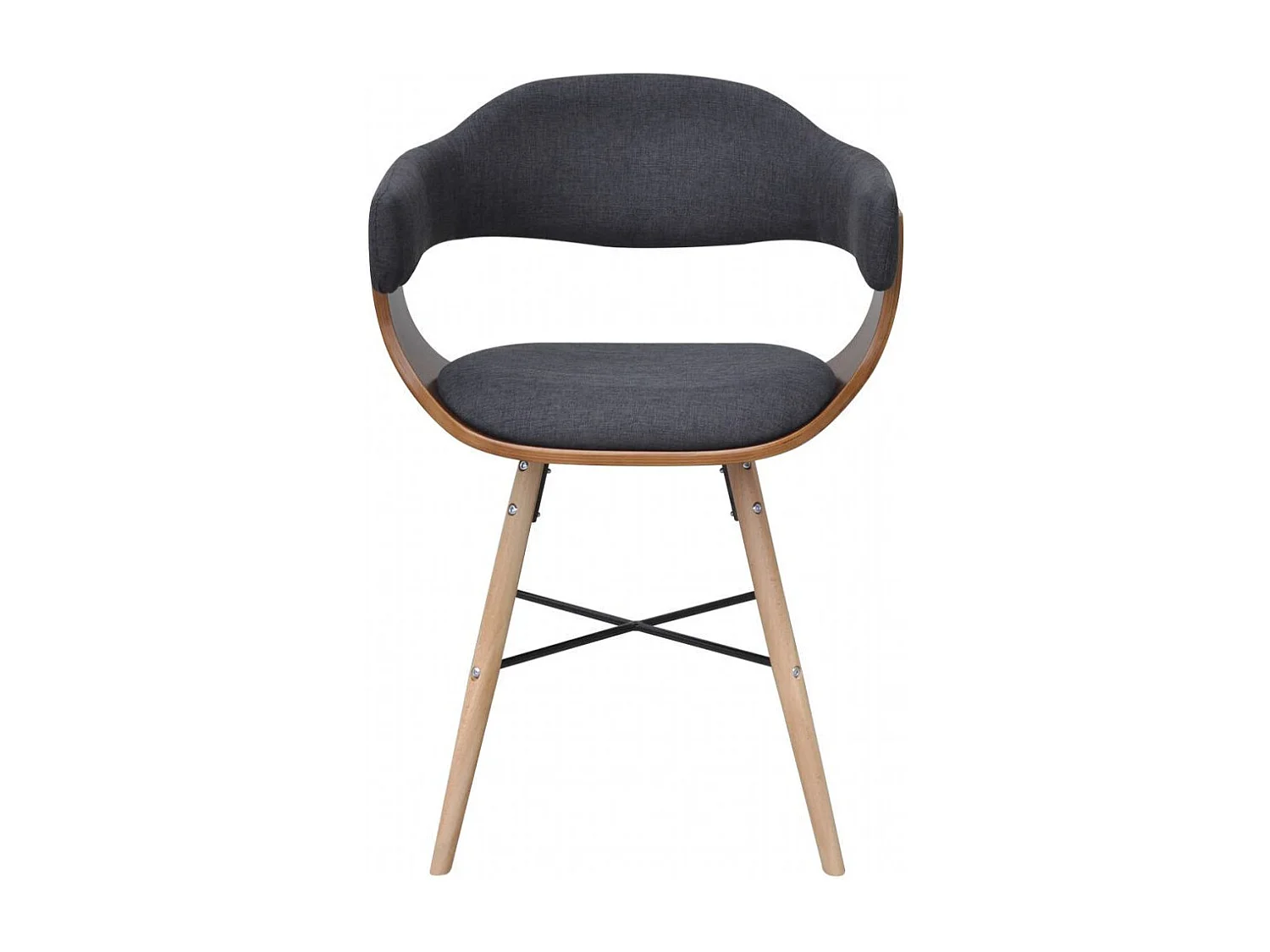 Chaise en bois de noyer et tissu gris Akota - Lot de 2