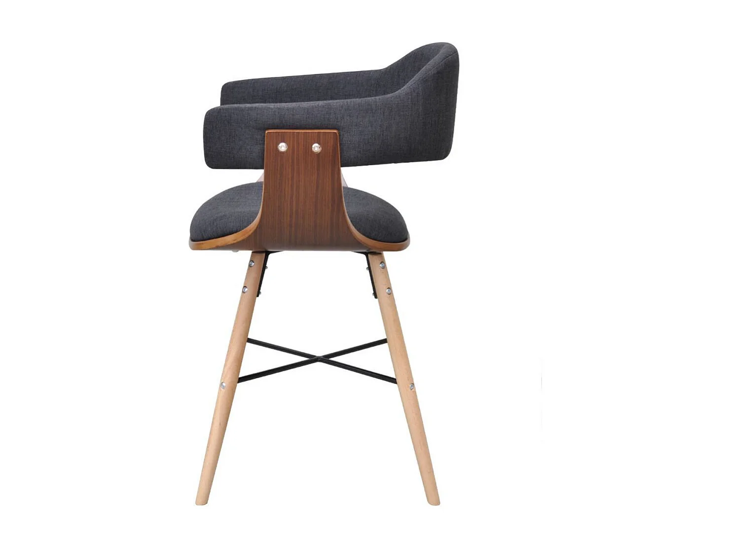 Chaise en bois de noyer et tissu gris Akota - Lot de 2