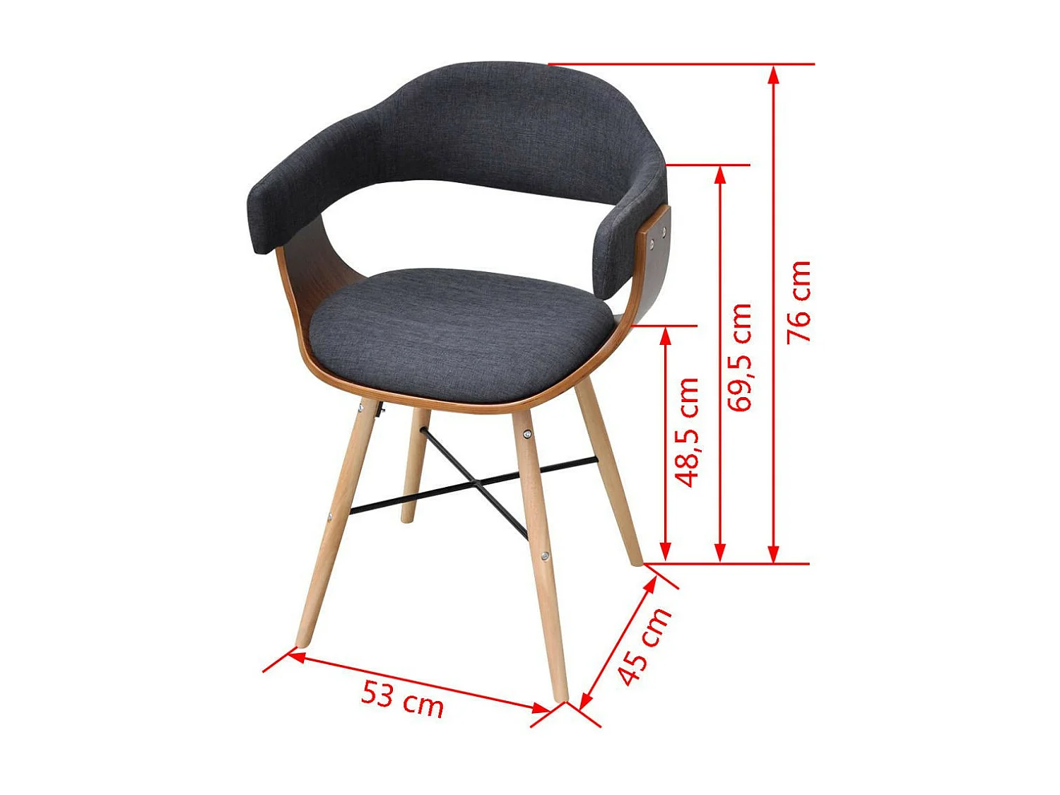 Chaise en bois de noyer et tissu gris Akota - Lot de 2