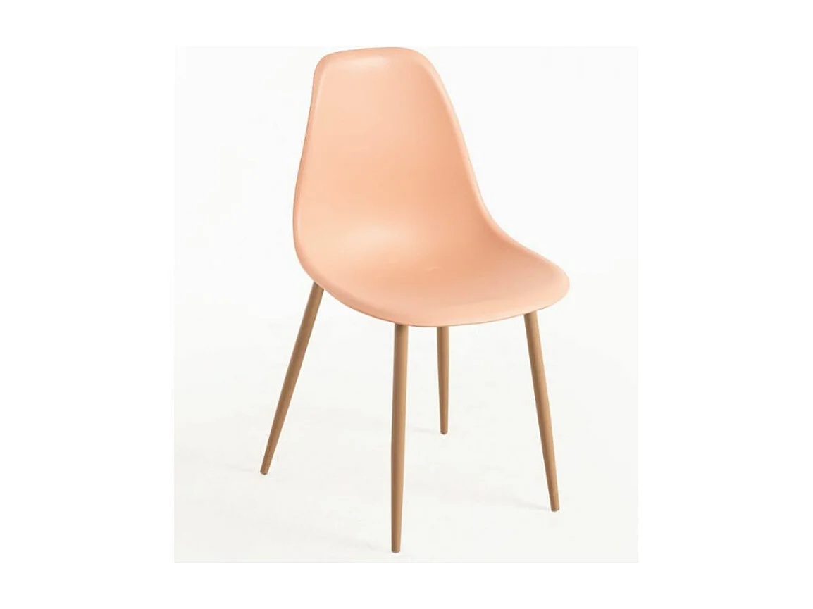 Silla escandinava Kerry naranja claro y natural - Juego de 2