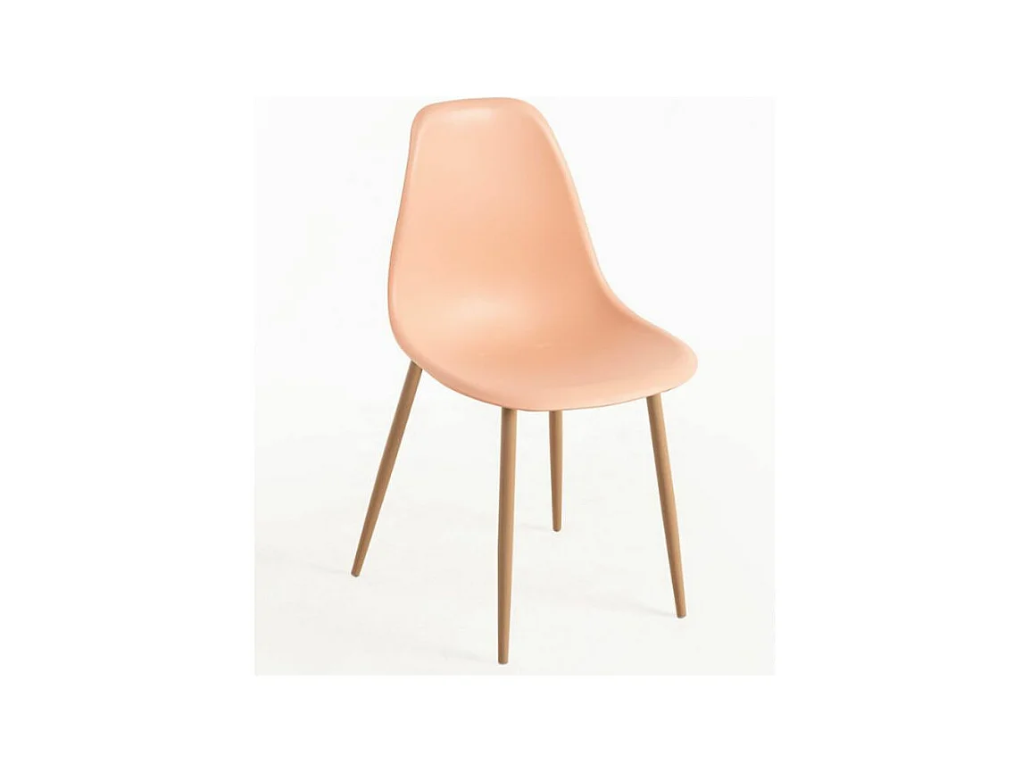 Chaise scandinave orange clair et naturel Kerry - Lot de 2