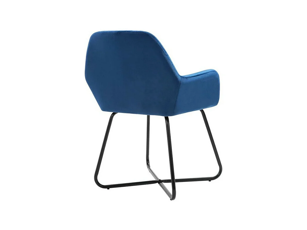 Chaise velours bleu et pieds métal noir Mikee - Lot de 2