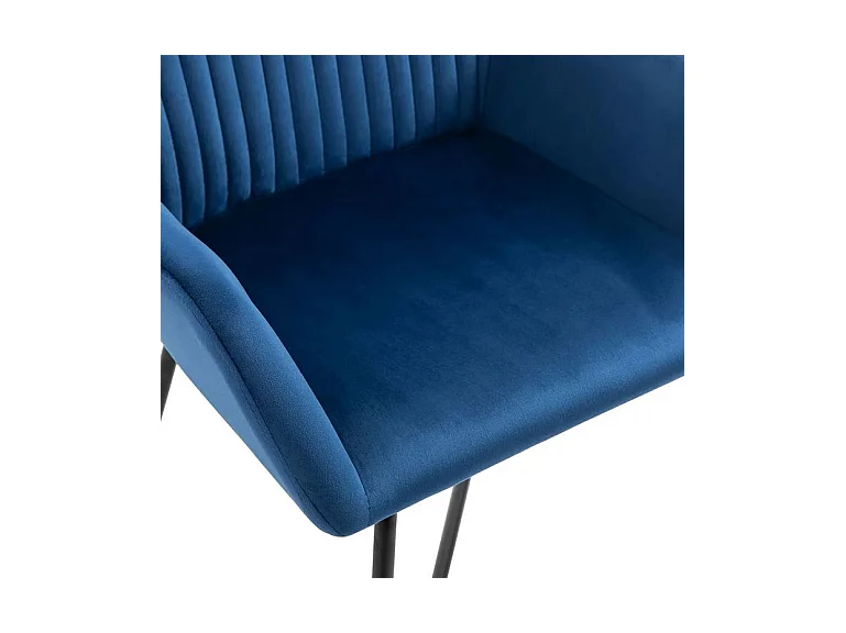 Chaise velours bleu et pieds métal noir Mikee - Lot de 2