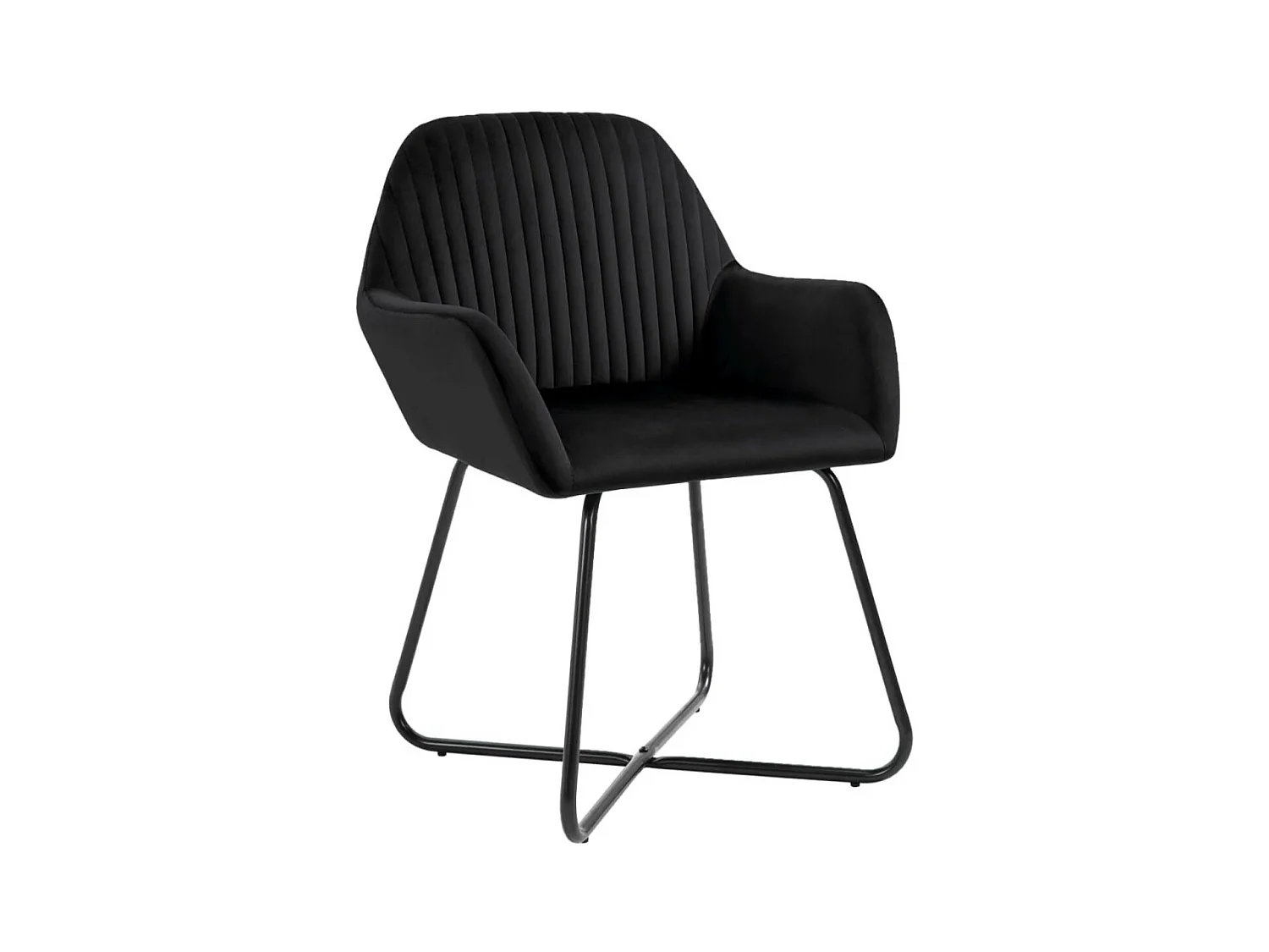 Chaise velours bleu et pieds métal noir Mikee - Lot de 2