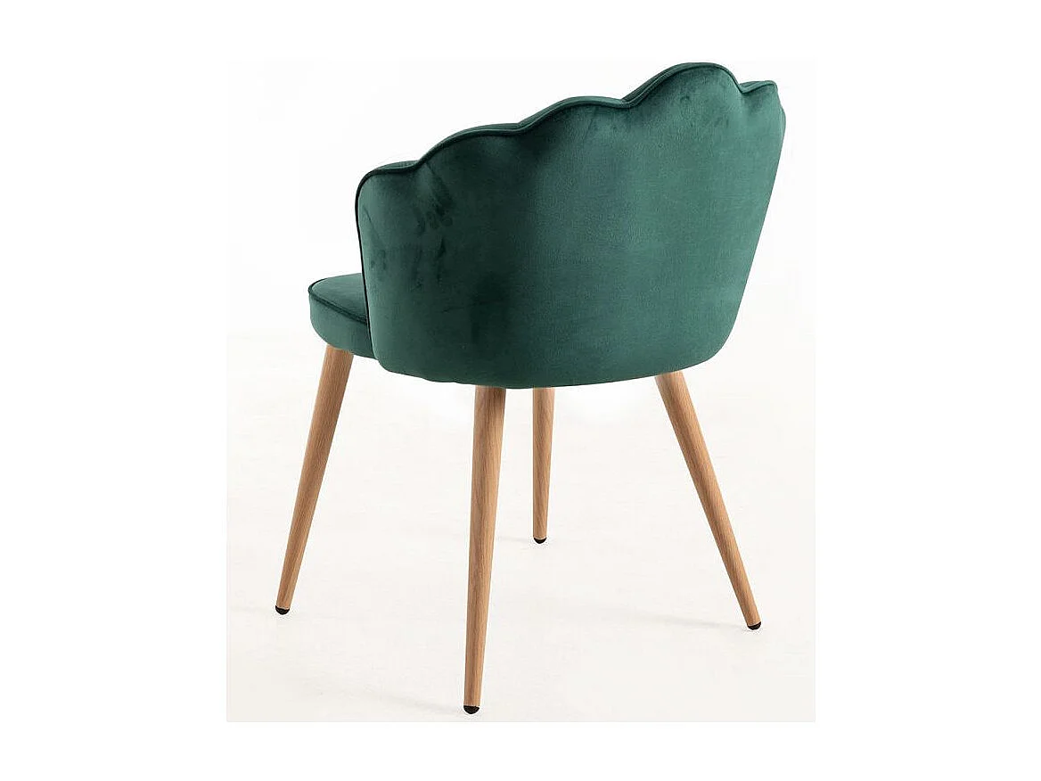 Chaise velours vert et bois naturel Lizaty - Lot de 2