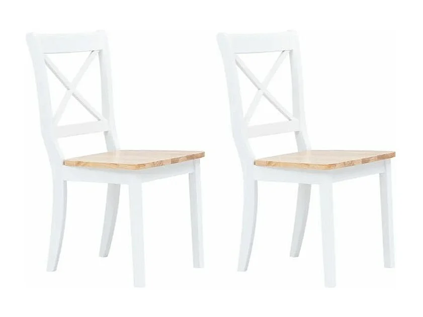 Chaise bois massif blanc et naturel Aero - Lot de 2