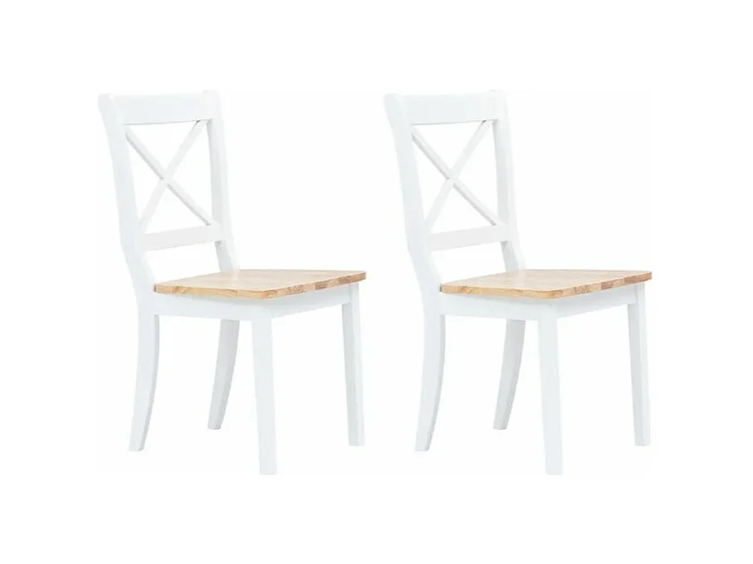 Chaise bois massif blanc et naturel Aero - Lot de 2