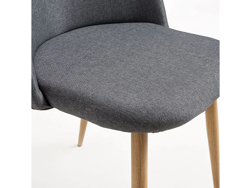 Lot de 2 chaises Kazon - Tissu élégant et pieds métal effet bois clair-Couleur Gris foncé
