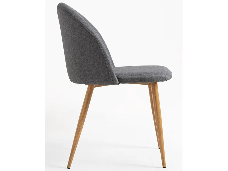 Lot de 2 chaises Kazon - Tissu élégant et pieds métal effet bois clair-Couleur Gris foncé