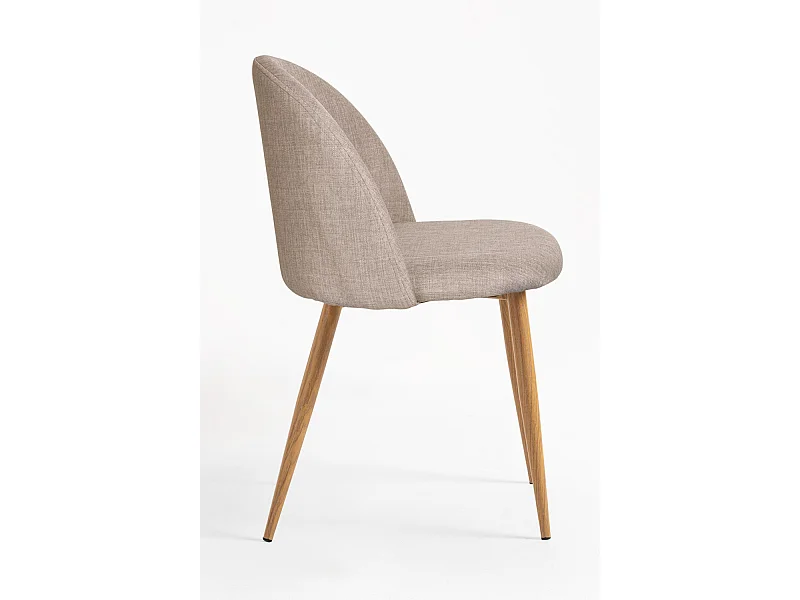 Lot de 2 chaises Kazon - Tissu élégant et pieds métal effet bois clair-Couleur Beige clair