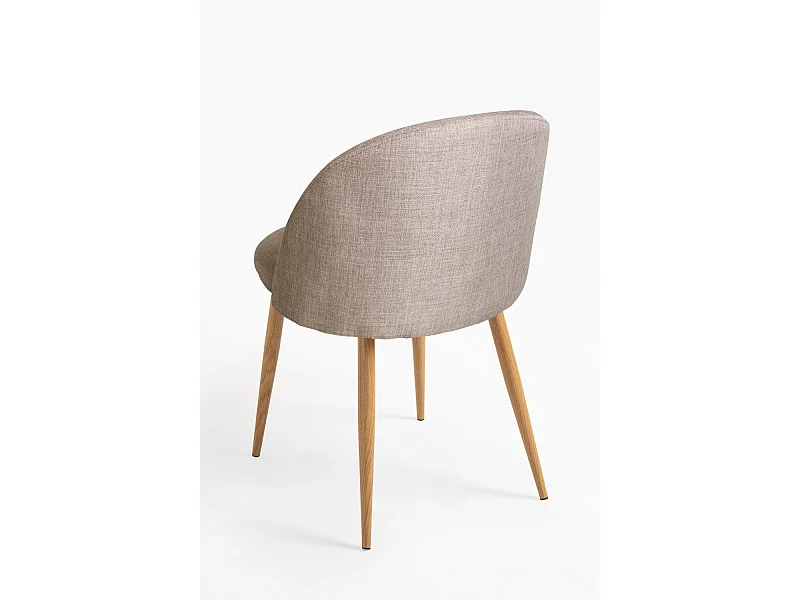 Lot de 2 chaises Kazon - Tissu élégant et pieds métal effet bois clair-Couleur Beige clair