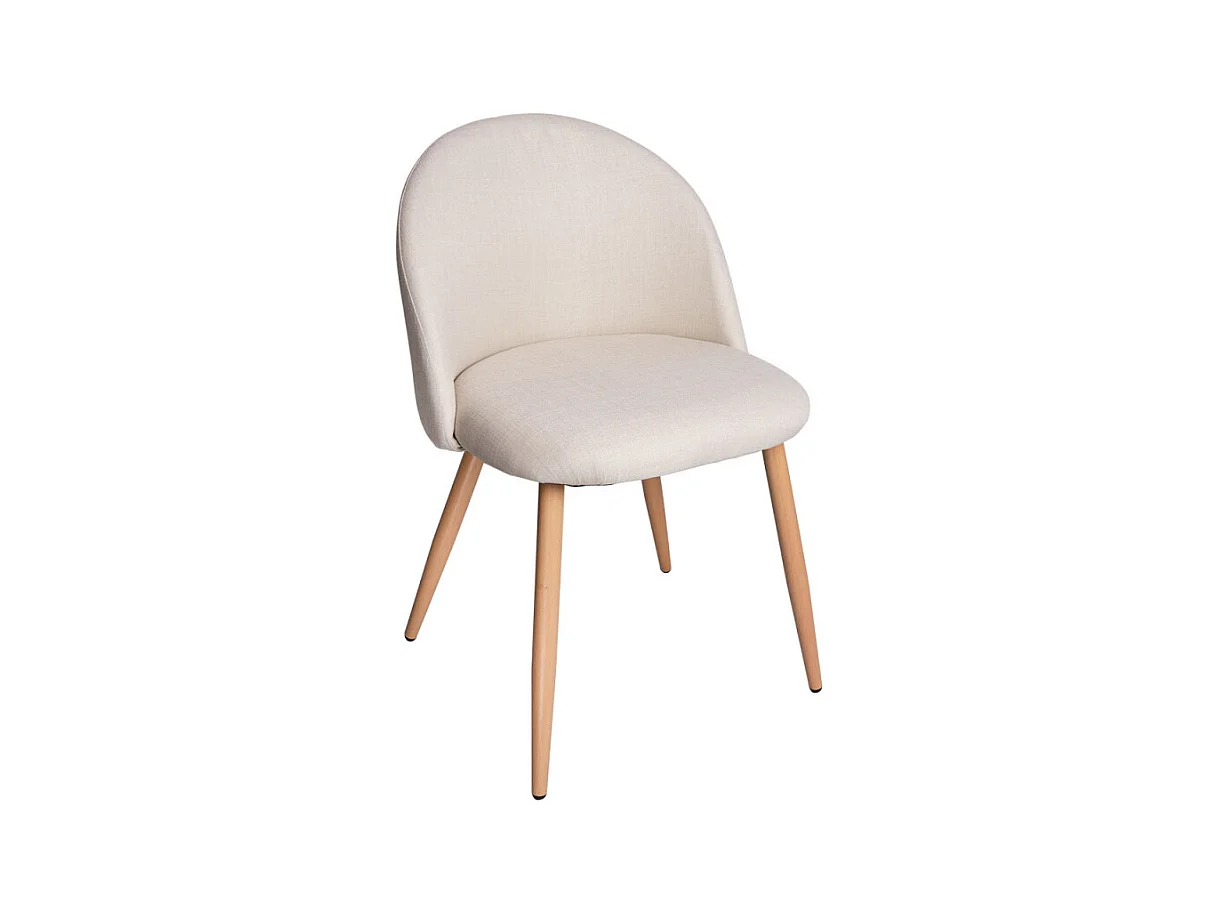 Lot de 2 chaises Kazon - Tissu élégant et pieds métal effet bois clair-Couleur Beige clair