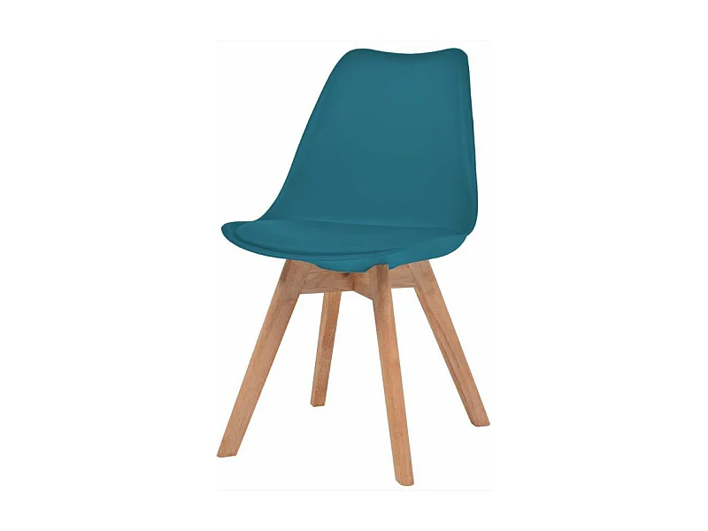 Chaise de salle à manger polypropylène et coussin simili cuir bleu canard Kitoa - Lot de 2