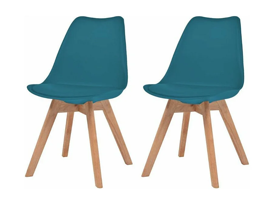 Chaise de salle à manger polypropylène et coussin simili cuir bleu canard Kitoa - Lot de 2