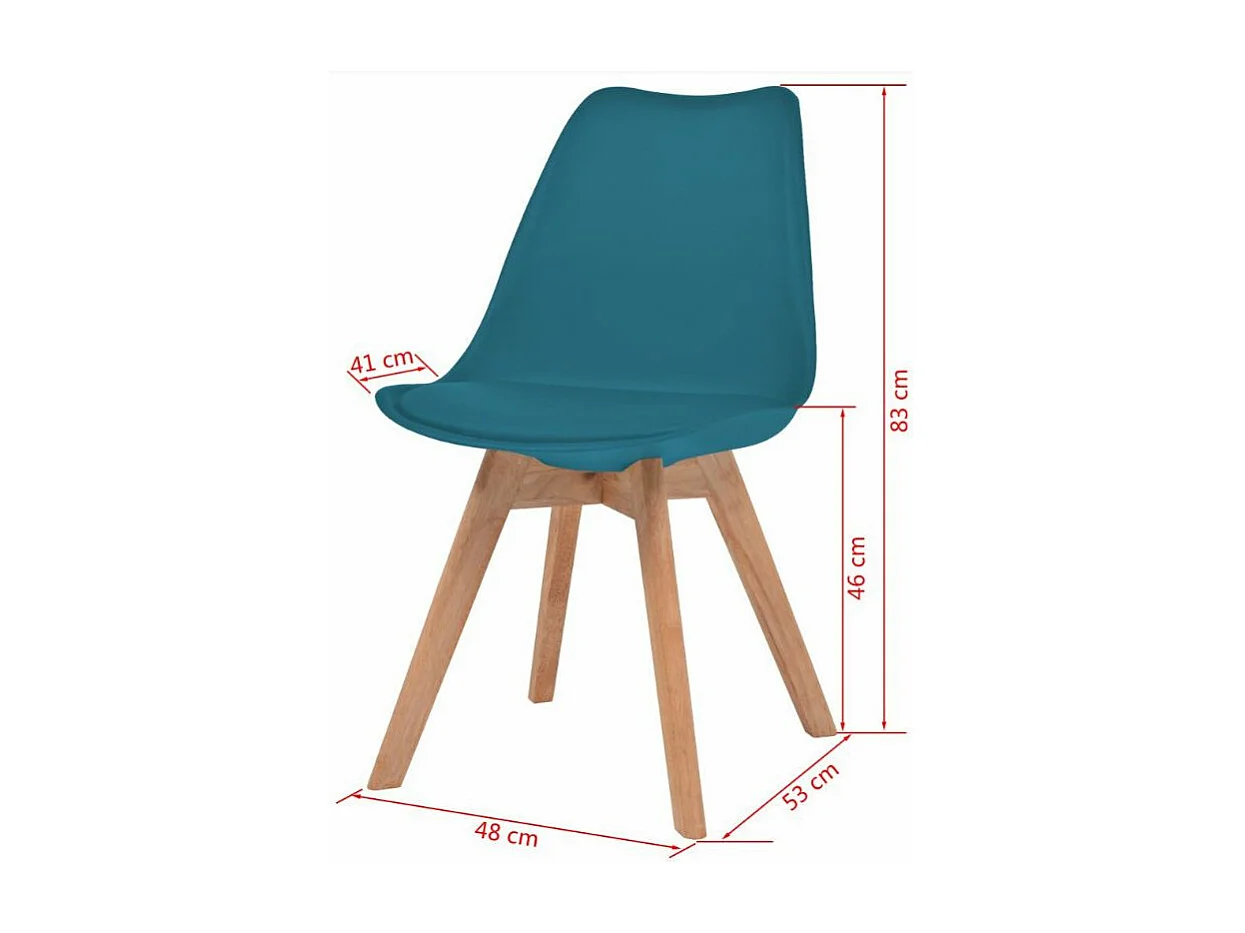 Chaise de salle à manger polypropylène et coussin simili cuir bleu canard Kitoa - Lot de 2