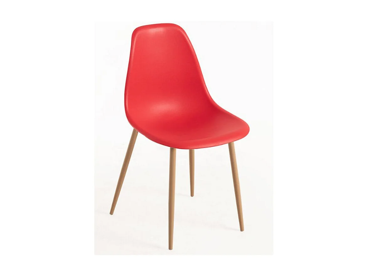Chaise scandinave rouge et naturel Kerry - Lot de 2