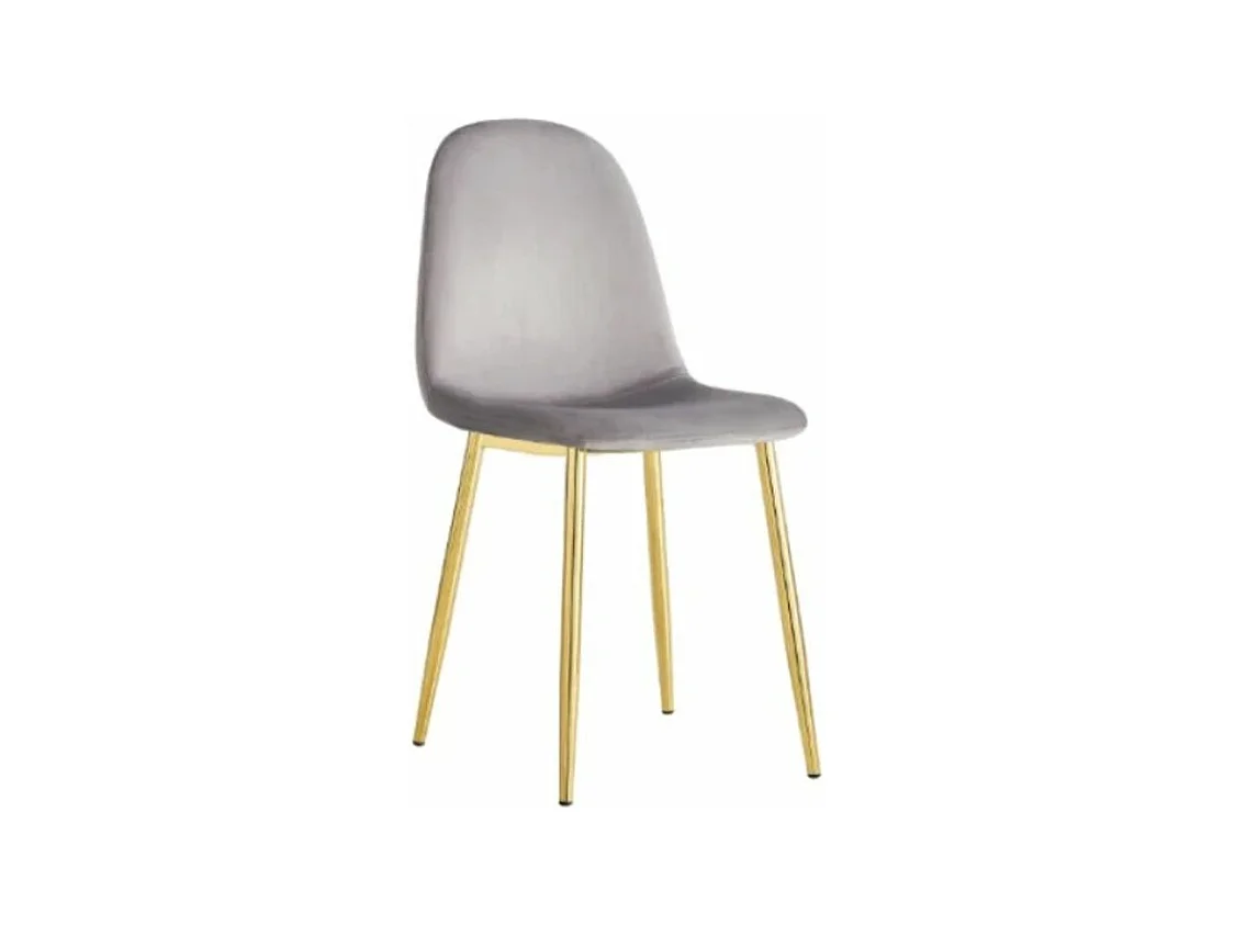 Lot de 6 chaises Ruka en velours avec pieds en acier doré - Élégance moderne-Couleur Gris