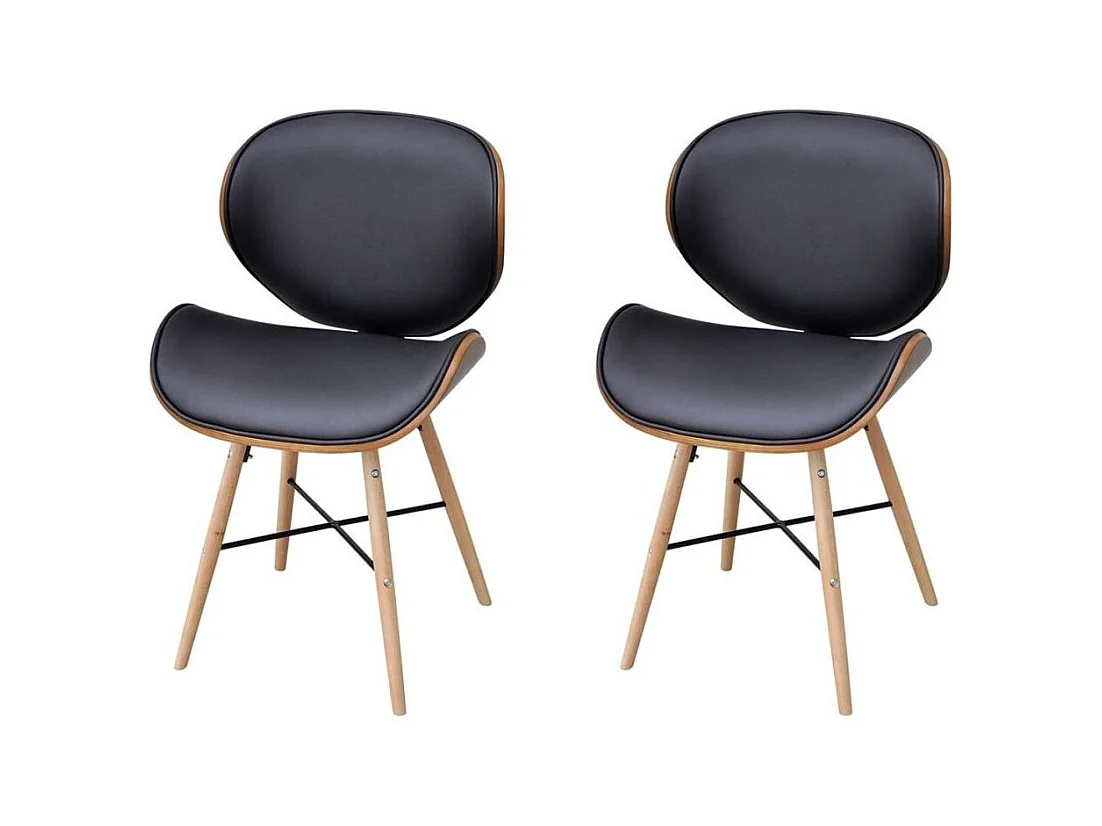 Eetkamerstoelen 2 st gebogen hout en kunstleer