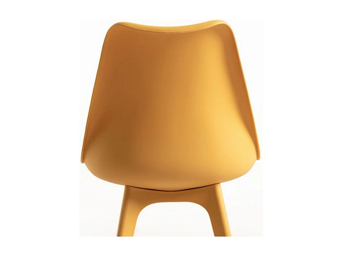 Chaise moderne polypropylène et coussin d'assise simili cuir jaune Arko - Lot de 2