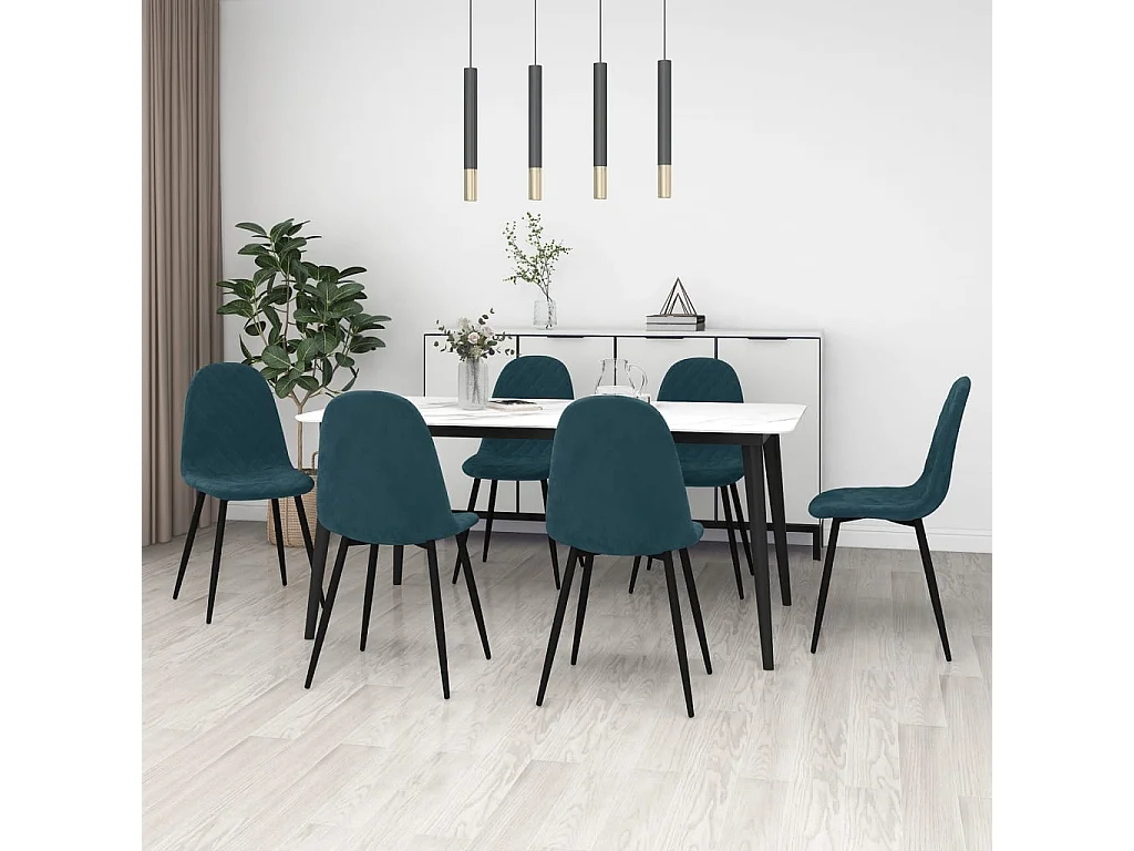 Eetkamerstoelen 6 st fluweel blauw