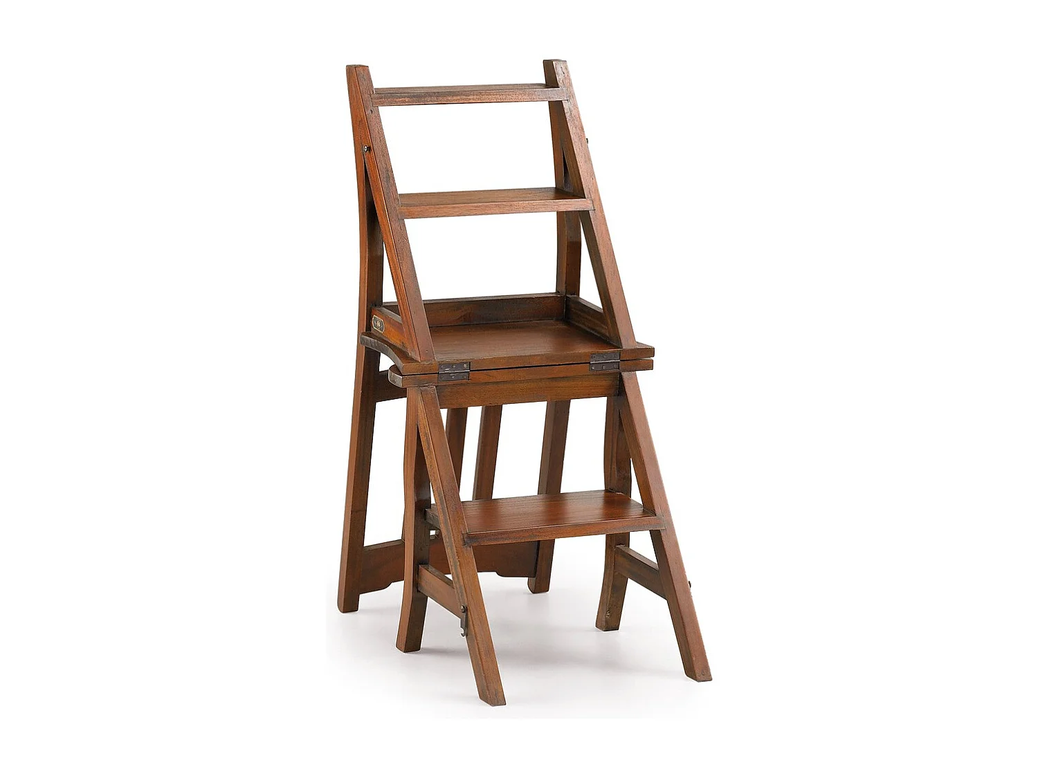 Chaise échelle en bois massif d'acajou Kingo