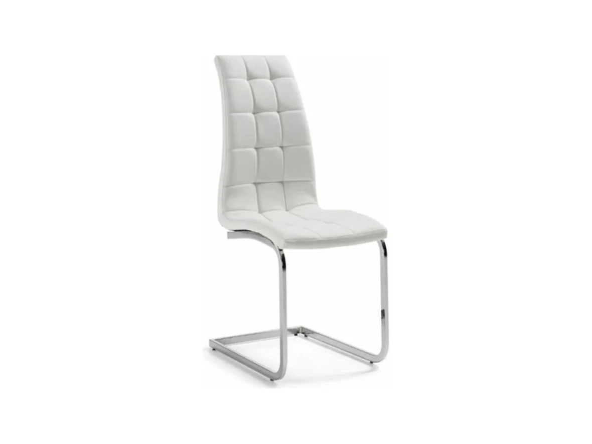 Chaise design simili cuir et pieds chromé Daizy - Lot de 6-Couleur Blanc